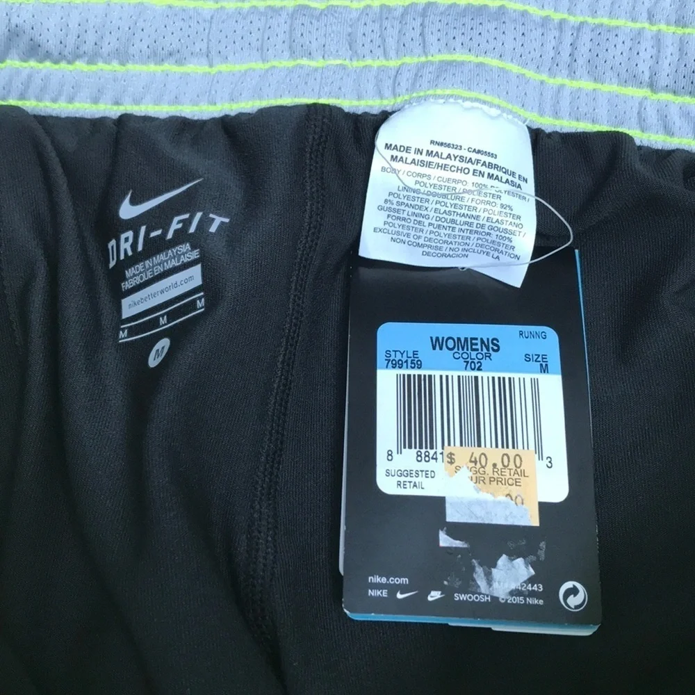 Nike neon yellow running shorts size medium NEW